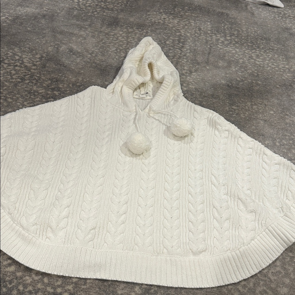BOBOYYOYO OFF WHITE CABLE KNIT HOODIE CAPE KIDS L - Picture 10 of 10